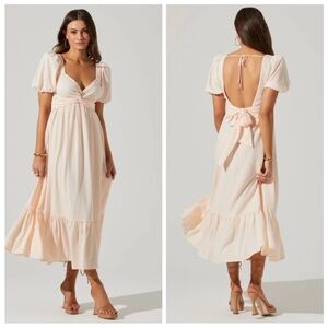 Astr Open-Back Midi Dress in Blush